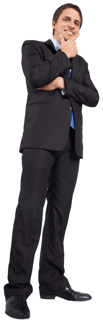 Diverse Happy Businessman Posing on Transparent Background