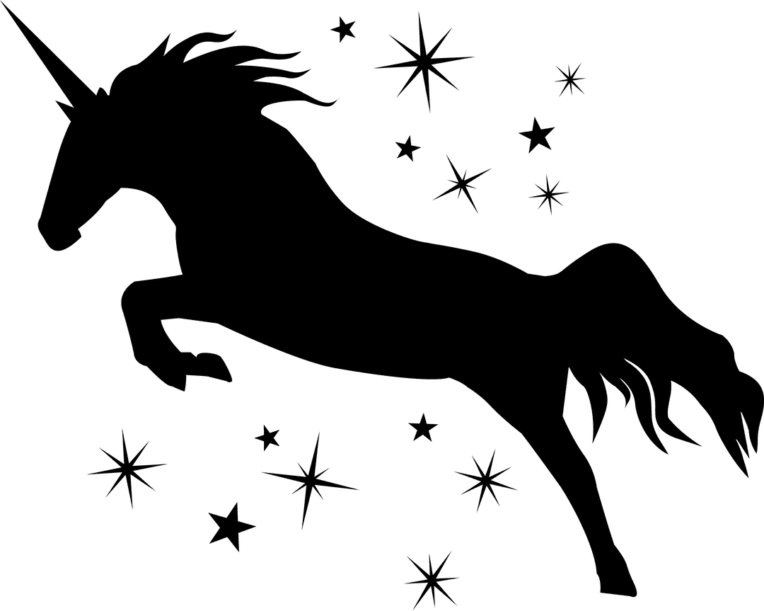 Unicorn and Stars Digital Illustration Transparent Background