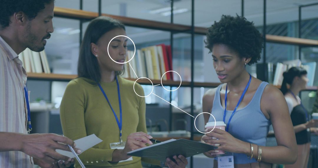 Collaborative Team Review in Modern Open-Plan Office