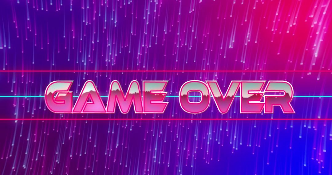 Retro Neon Game Over Screen with Futuristic Light Trails