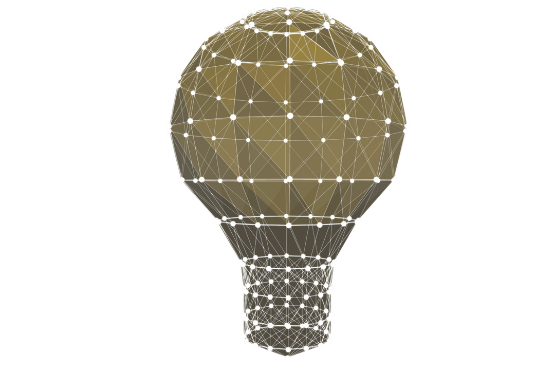 Digital Lightbulb with Innovative Connections on Transparent Background