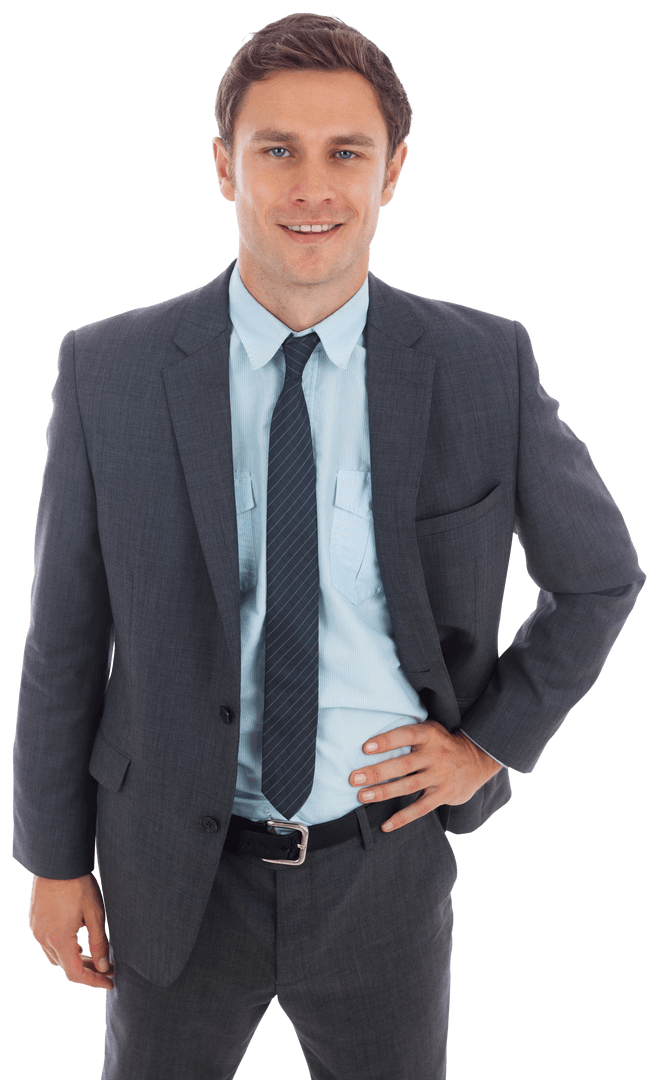 Transparent Cheerful Businessman with Confident Stance