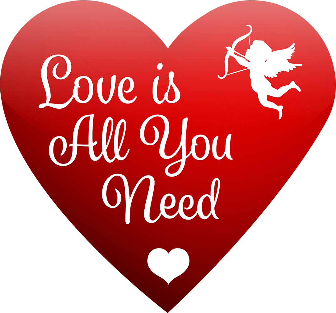 Love is All You Need Heart Illustration on Transparent Background