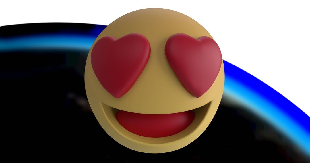 Heart Eyes Emoji Over Abstract Black and Blue Background