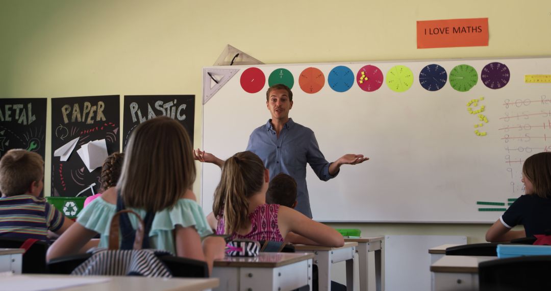 Engaging Teacher Conducting Elementary Math Class Discussion