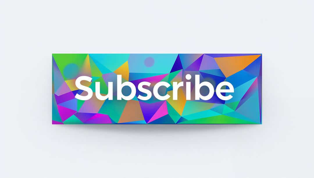 Subscribe Banner Featuring Colorful Low-Poly Geometric Design and Bold White Text