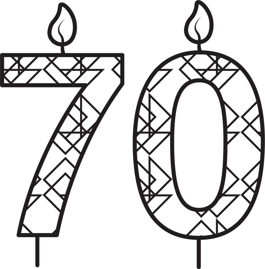 Transparent Birthday Candle Number Seventy Illustration