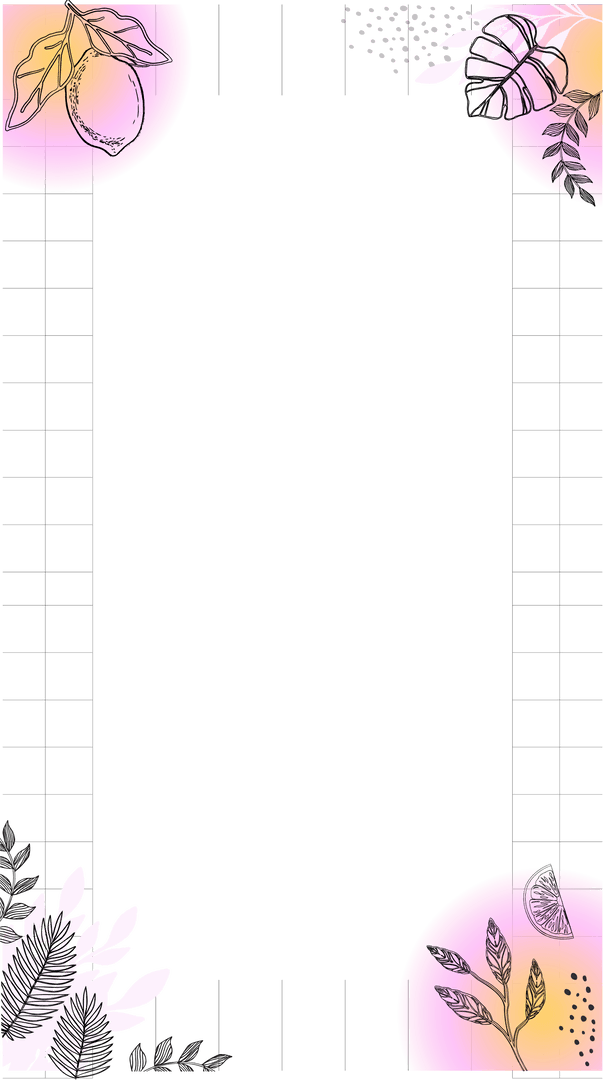 Transparent Floral Frame with Watercolor Circles and Grids