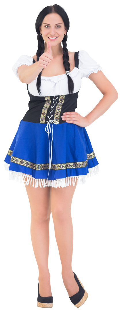 Transparent Woman Smiling and Giving Thumbs Up in Traditional Oktoberfest Dress - Download Free Stock Images Pikwizard.com