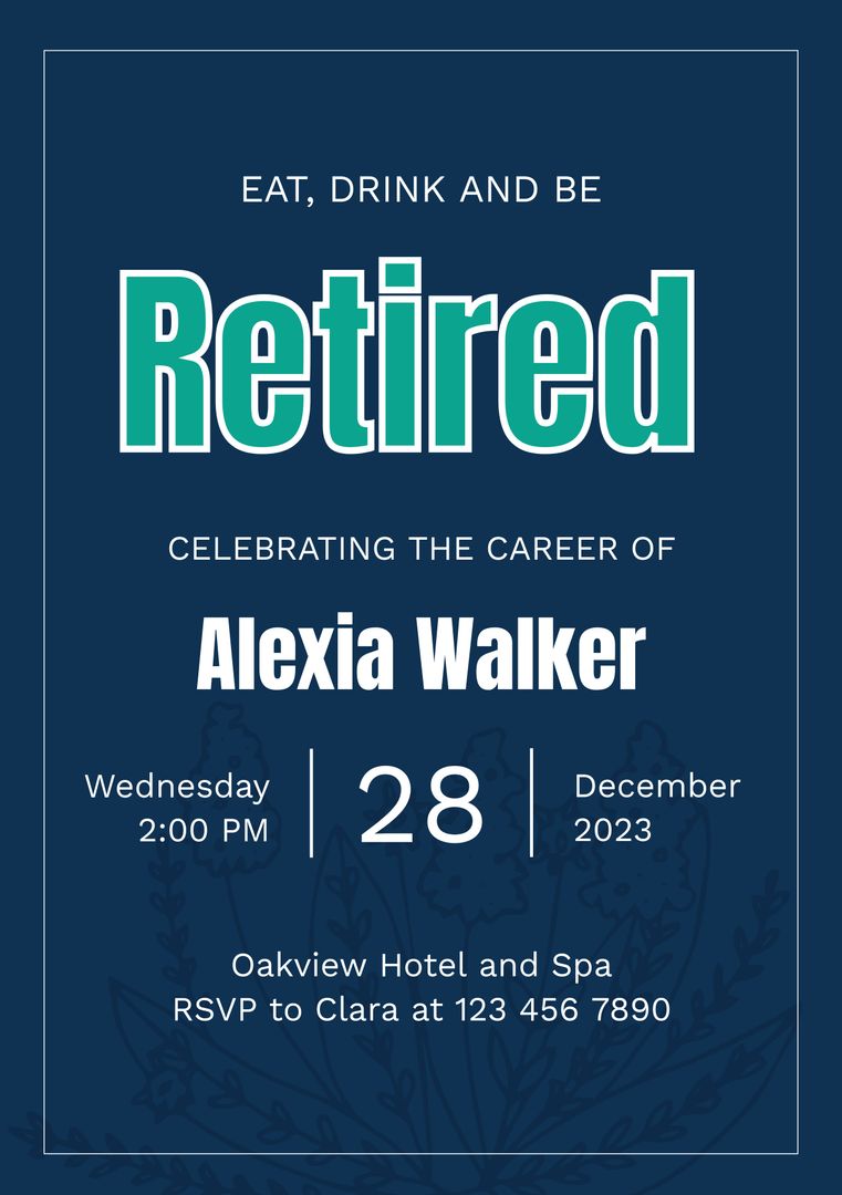 Elegant Retirement Party Invitation Template with Modern Design - Download Free Stock Templates Pikwizard.com