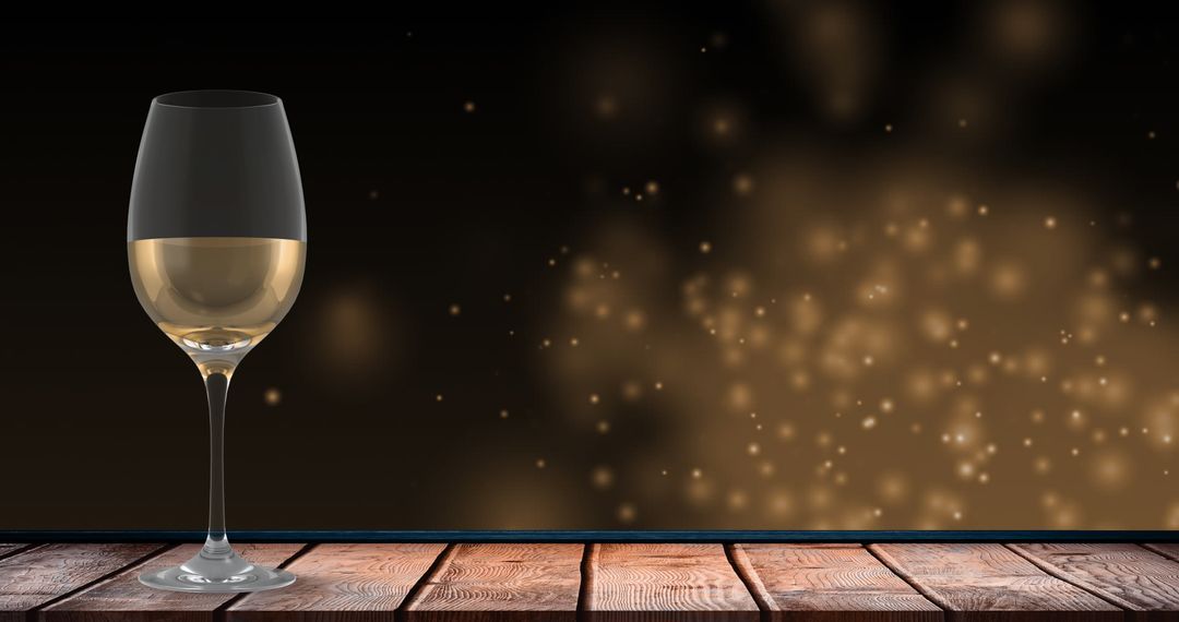 Elegant Glass of White Wine with Sparkling Lights Background
