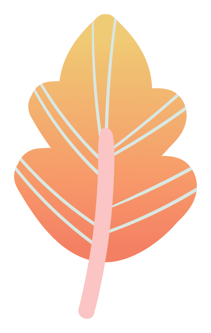 Autumn Leaf Illustration with Gradient on Transparent Background
