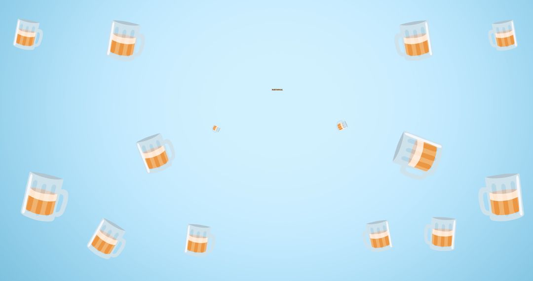 Floating Beer Mugs on Blue Background for Celebration Concept