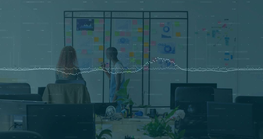 Dynamic Office Brainstorm Session with Colleagues Collaborating