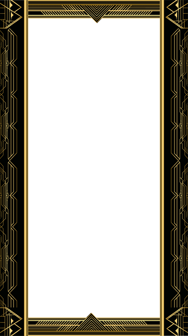 Art Deco Gold Frame Teal Panel Transparent Vintage Style