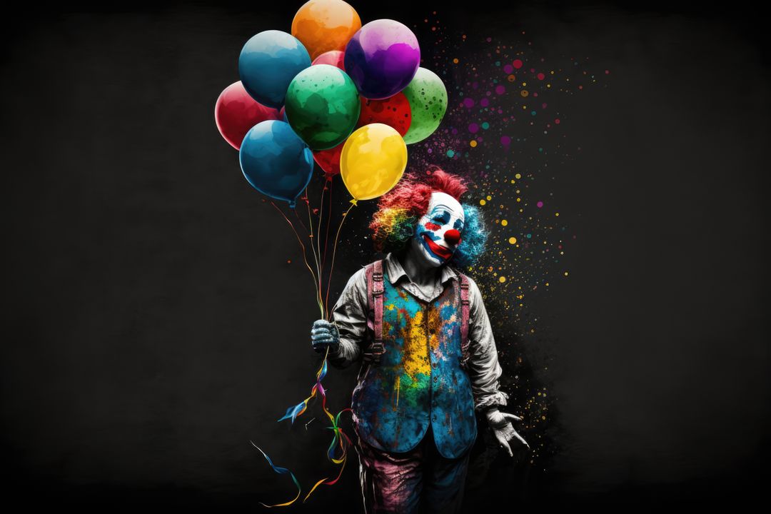 Scary clown with balloons, created using generative ai technology - Free Images, Stock Photos and Pictures on Pikwizard.com