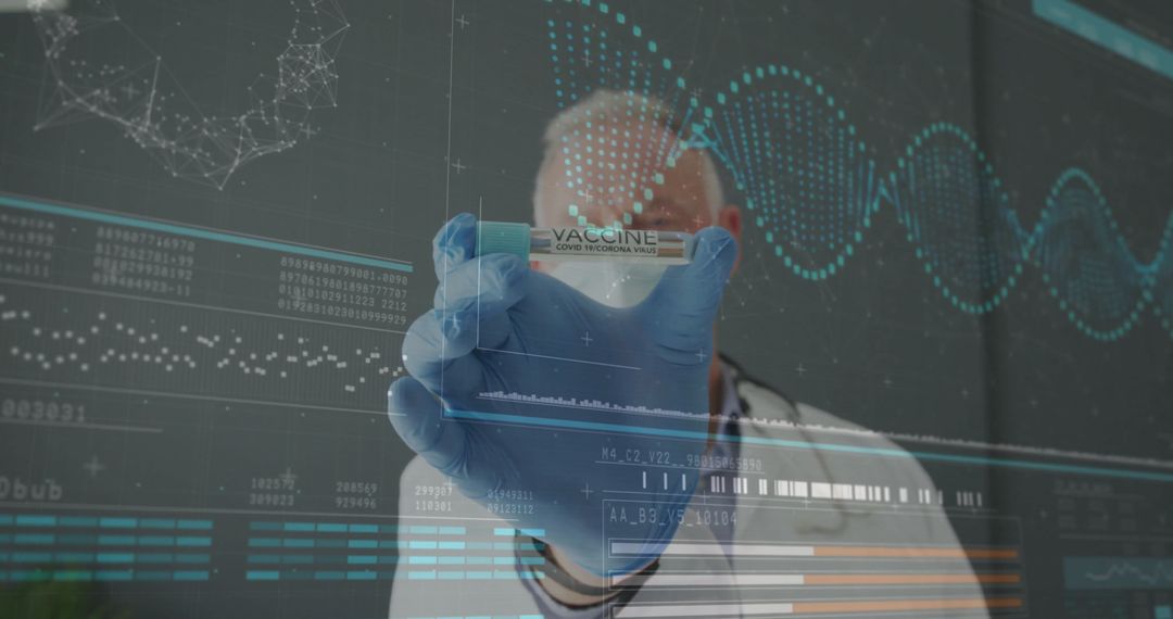 Medical Professional Analyzing DNA Data with Vaccine