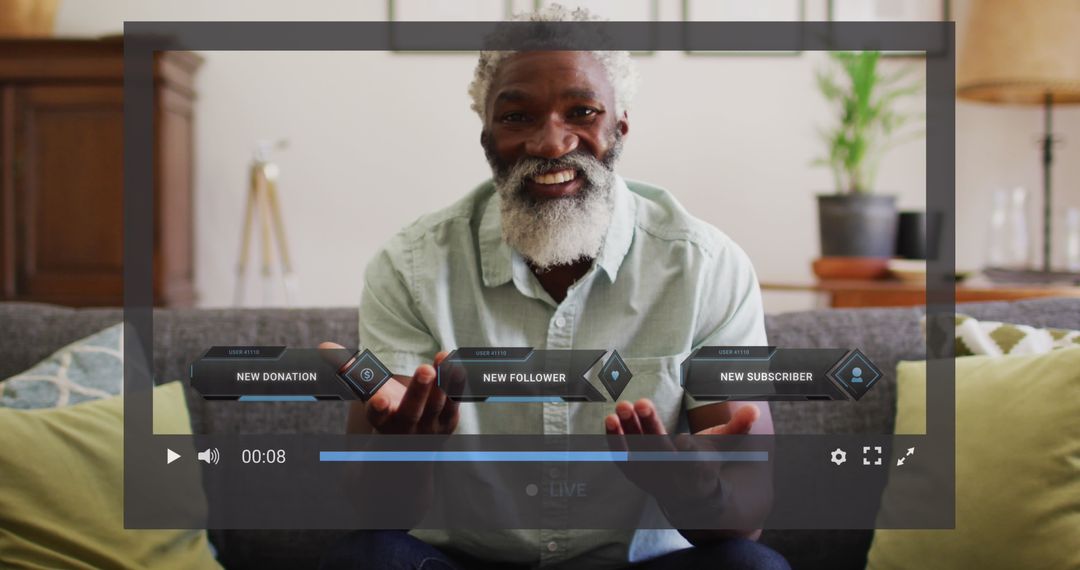 African American Man Engaged with Social Media Digital Interface