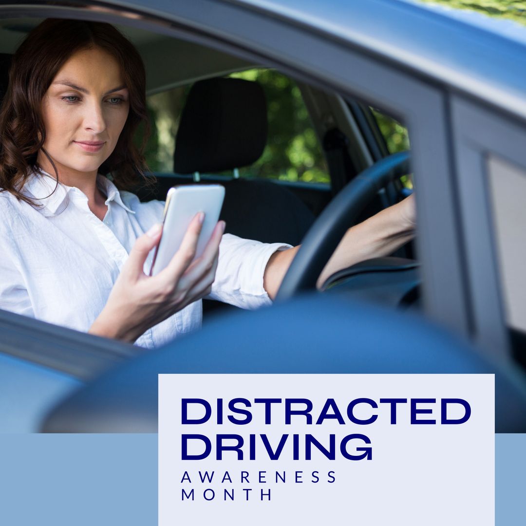 Woman Using Smartphone While Driving for Distracted Driving Awareness - Download Free Stock Templates Pikwizard.com