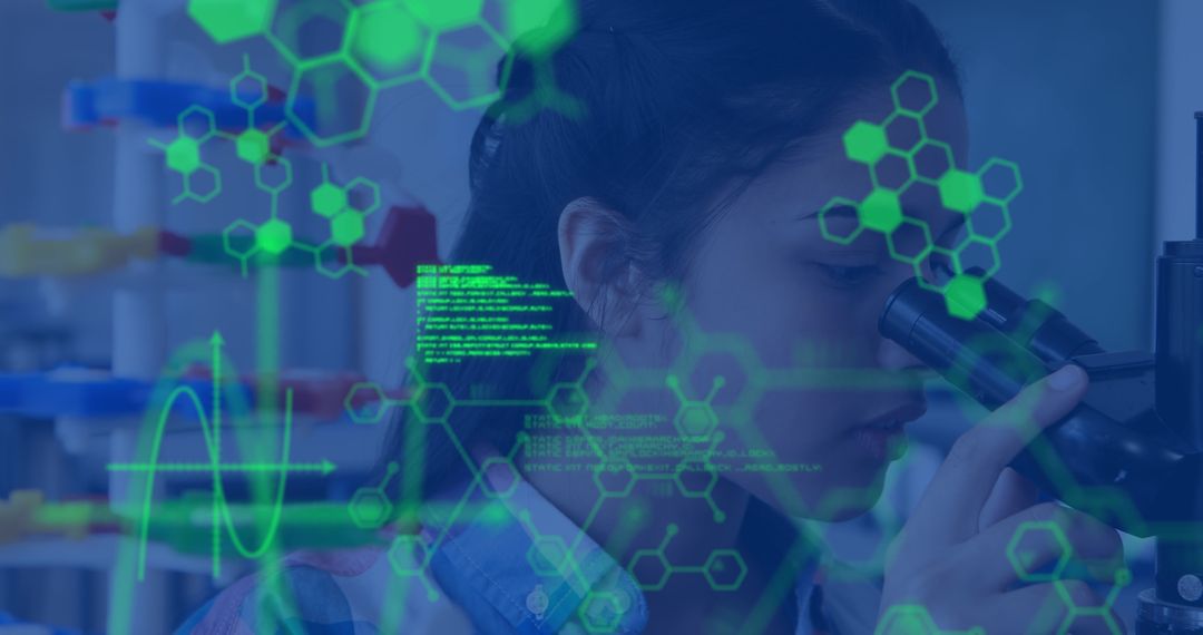 Young Schoolgirl Analyzing Data through Digital Aids in Science Class