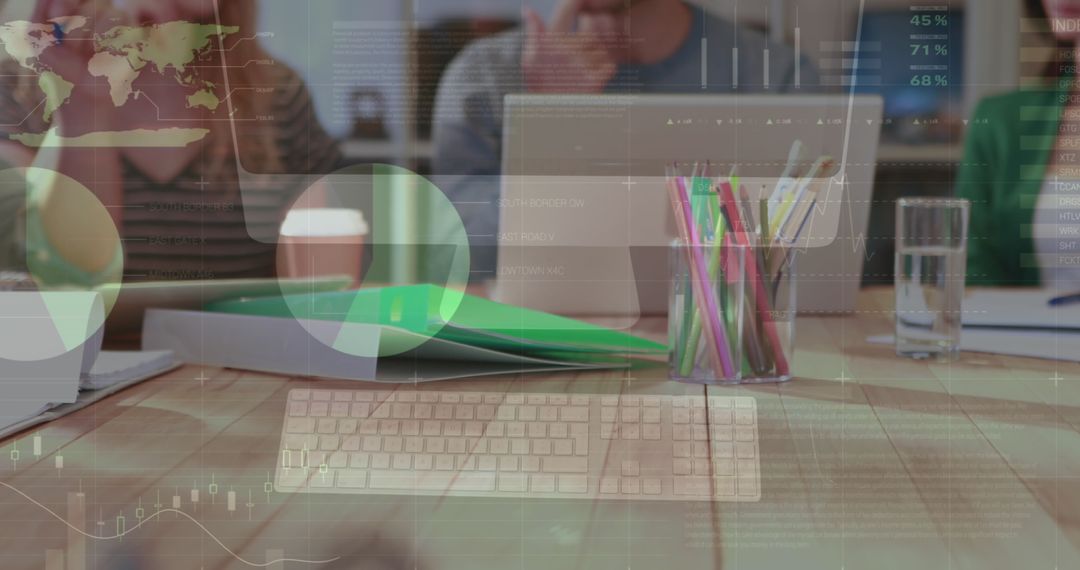 Diverse Team Analyzing Financial Data in Office Meeting Environment