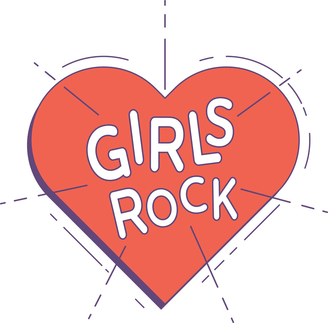 Girls Rock Heart Design on Transparent Background