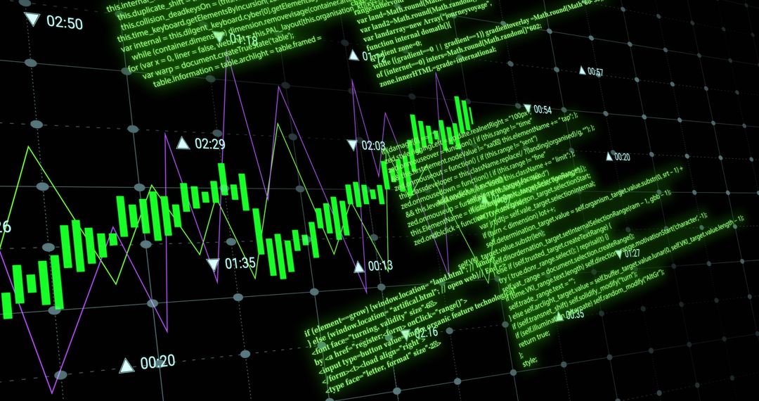 Financial Data Analytics on Neon Black Grid Background