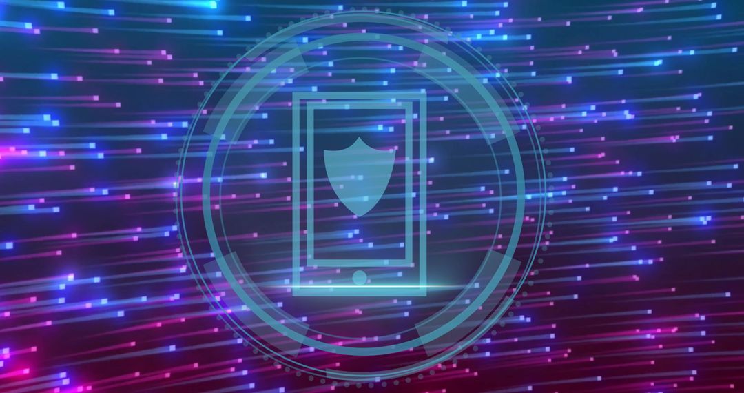 Digital Security Illustration: Smartphone Protection with Colorful Data Streams