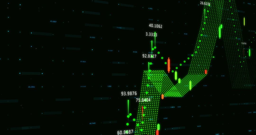Colorful Graph Displaying Stock Market Trends on Digital Grid
