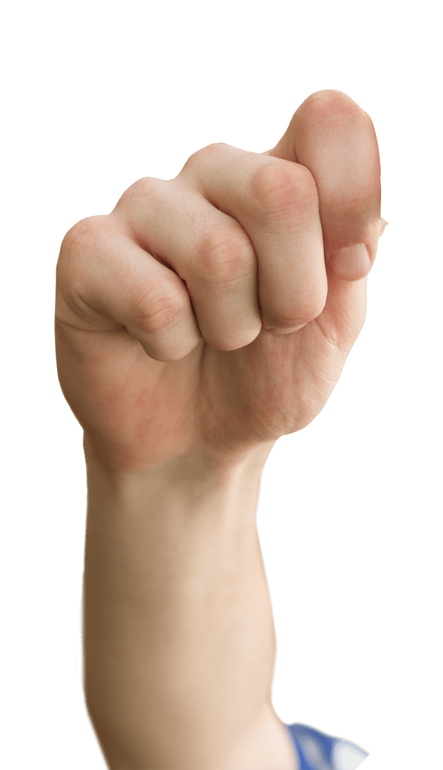 Clenched Caucasian Fist on Transparent Background for Gestures