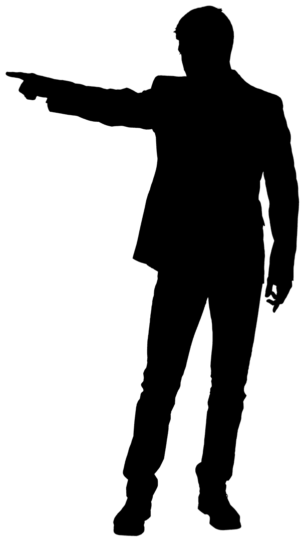 Businessman Silhouette Pointing Over Transparent Background