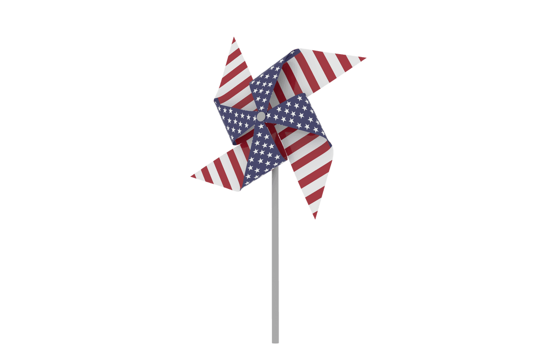 Transparent 3D Pinwheel with American Flag Pattern for Patriotic Designs