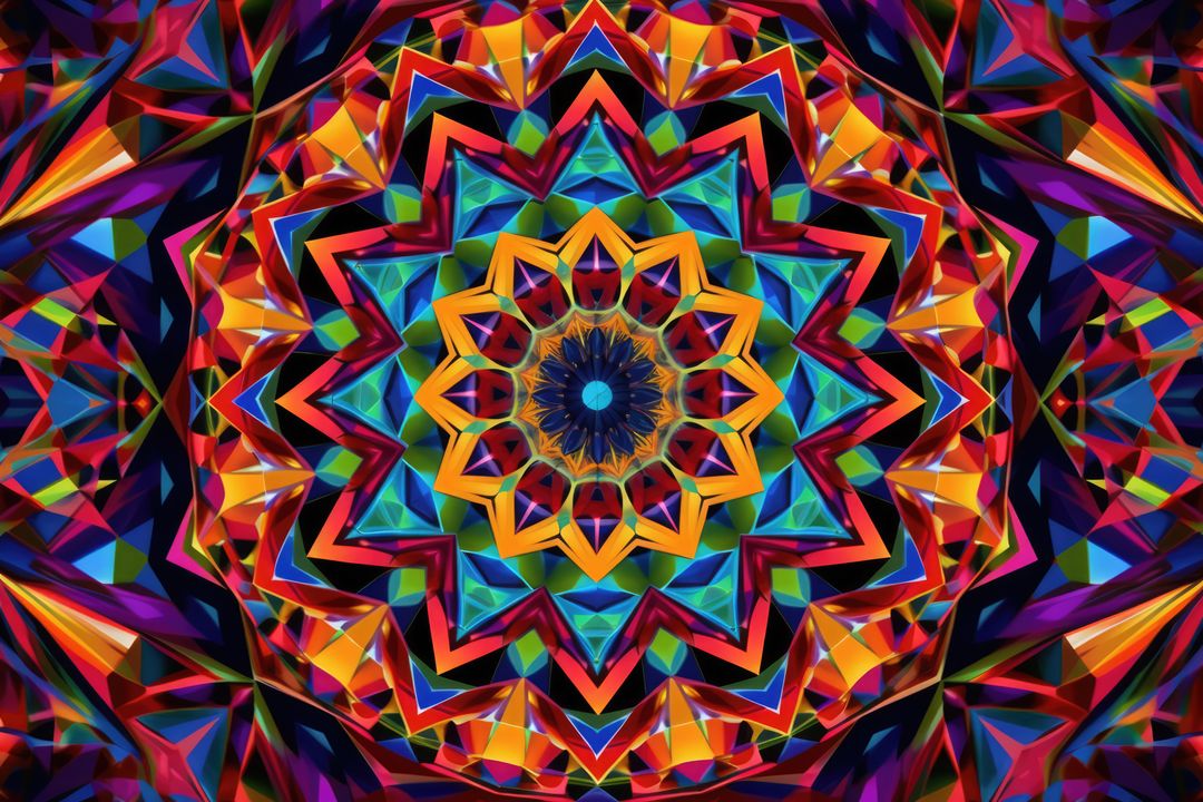 Colorful Abstract Geometric Kaleidoscope Design - Free Images, Stock Photos and Pictures on Pikwizard.com
