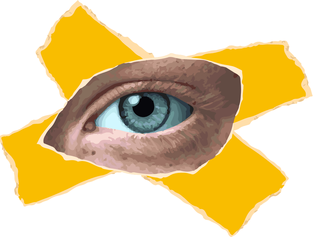 Creative Eye Peeking Through Torn Paper on Transparent Background