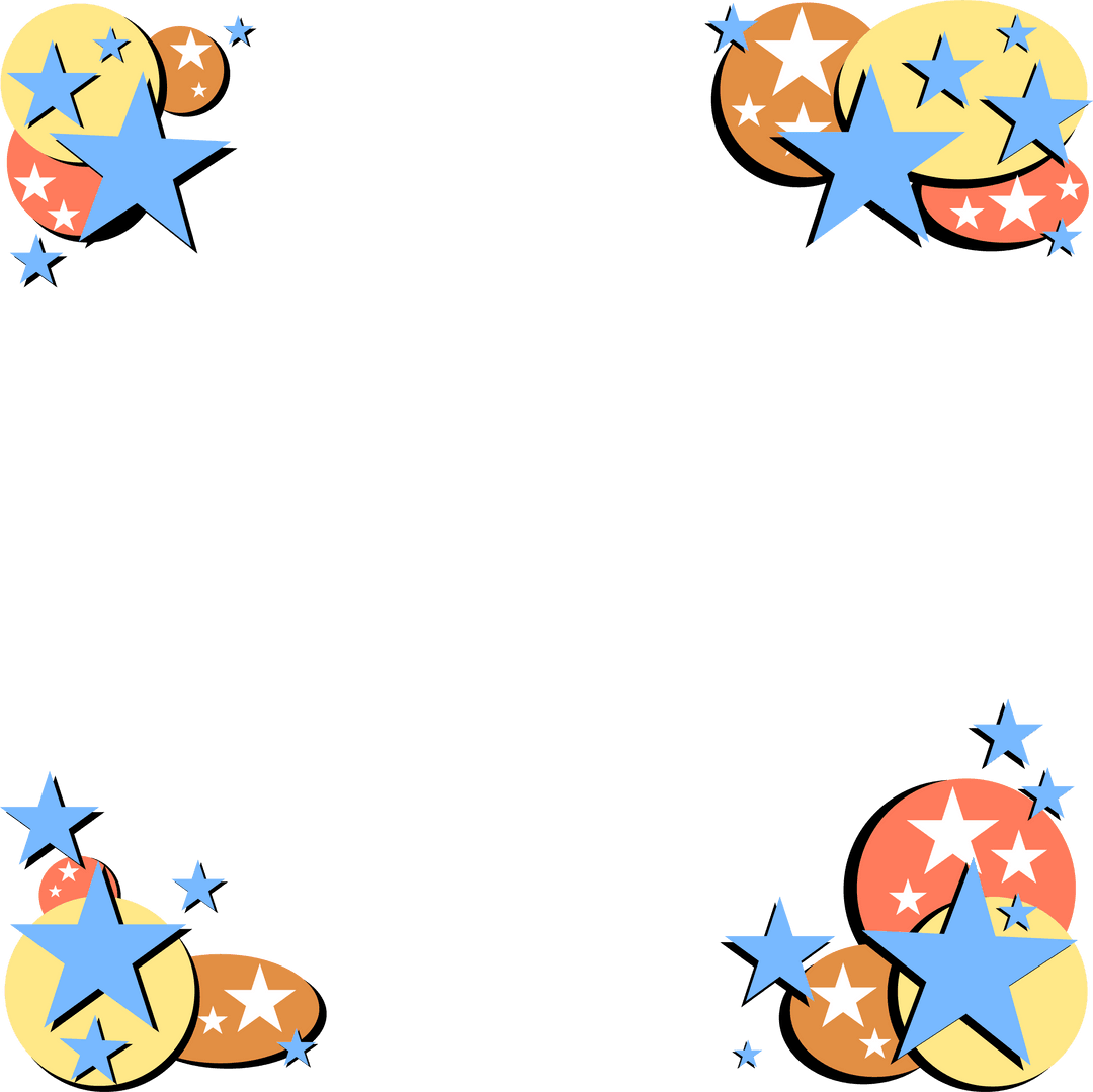 Festive Borders with Stars and Circles on Transparent Background
