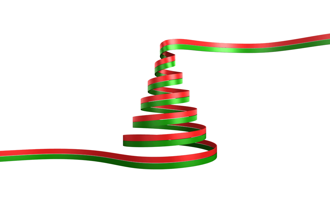 Transparent Christmas Tree Shaped Ribbon Illustration