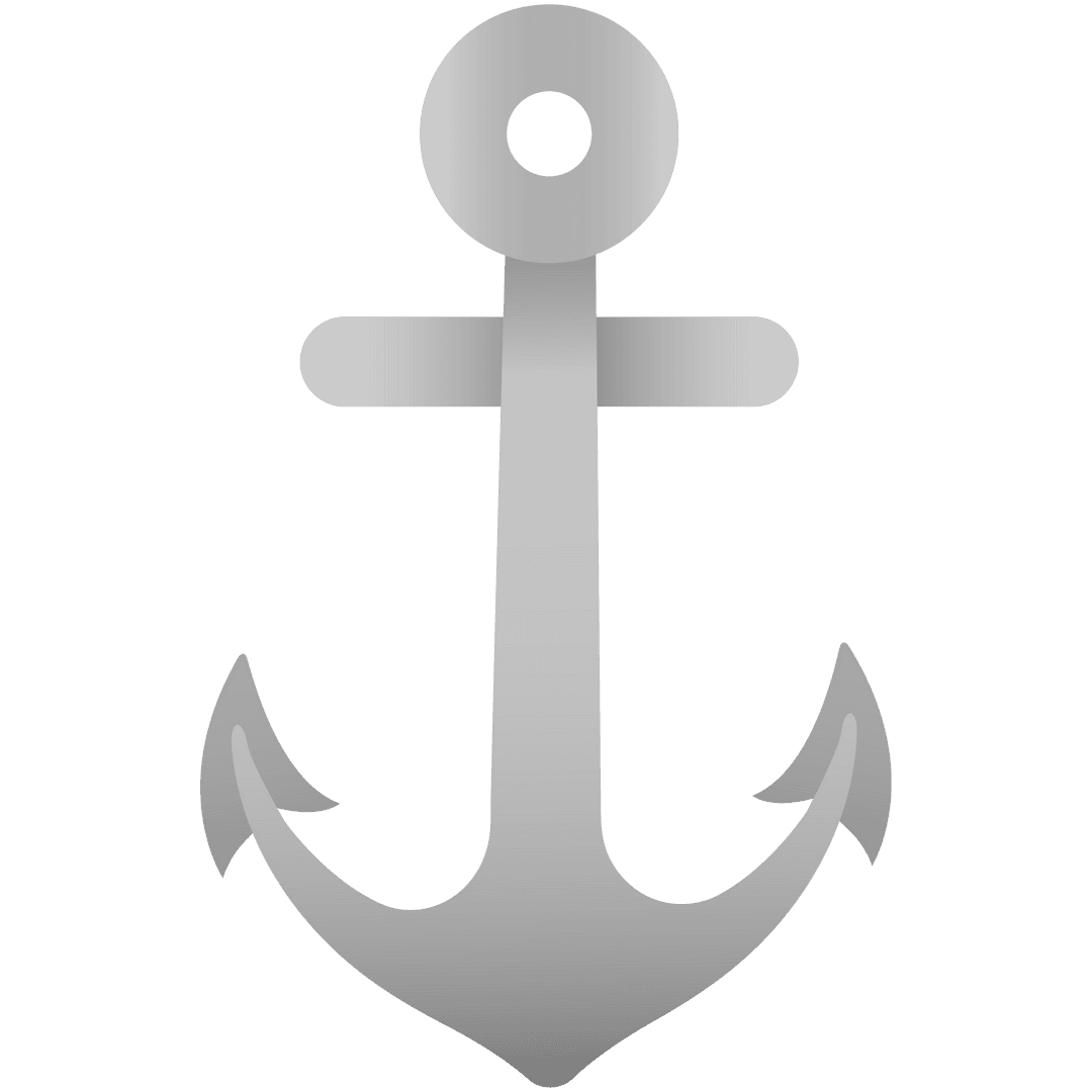 Grey Anchor Illustration on Transparent Background for Travel Design