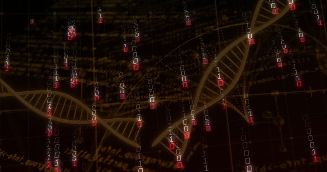 Digital DNA Double Helix and Binary Data Stream