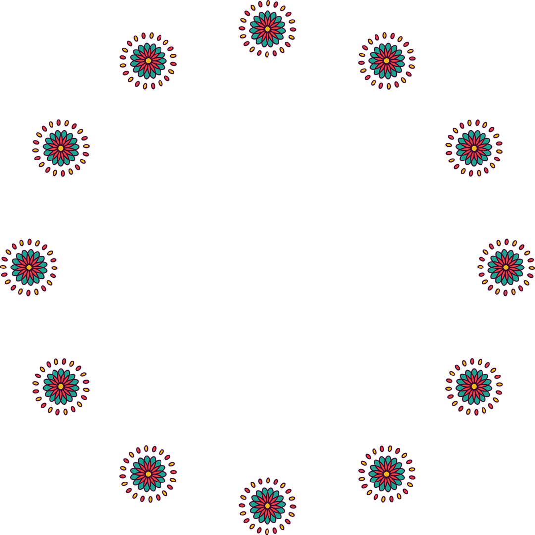 Colorful Abstract Floral Patterns on Transparent Background