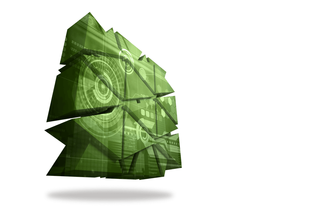 Transparent Abstract Green Digital Interface Touch Screen