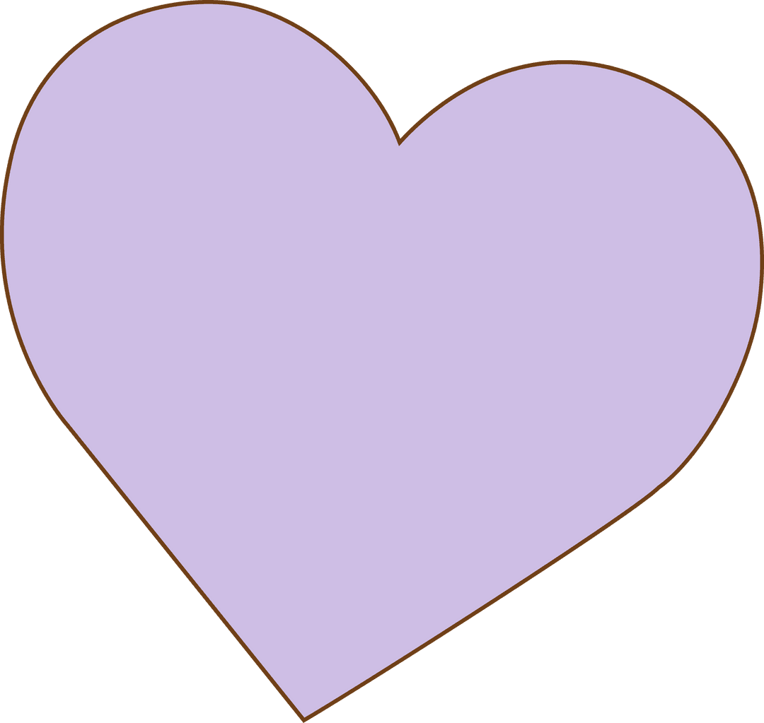 Minimalist Lavender Heart Icon with Brown Border on Transparent Background