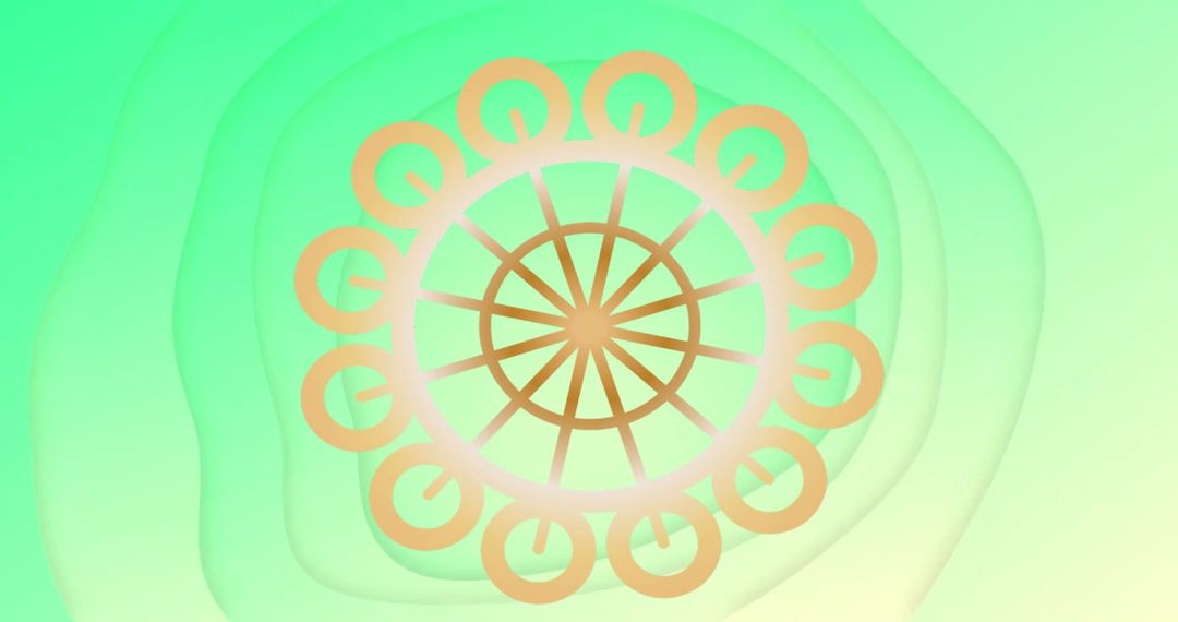Abstract Circular Gold Pattern on Green Background