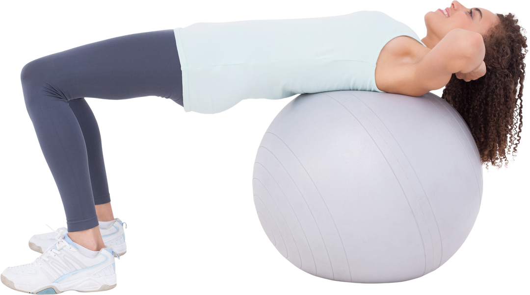 Fit Woman Doing Transparent Sit Ups on Exercise Ball - Download Free Stock Images Pikwizard.com