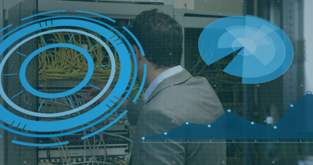 Focused IT Technician Networking in Data Center