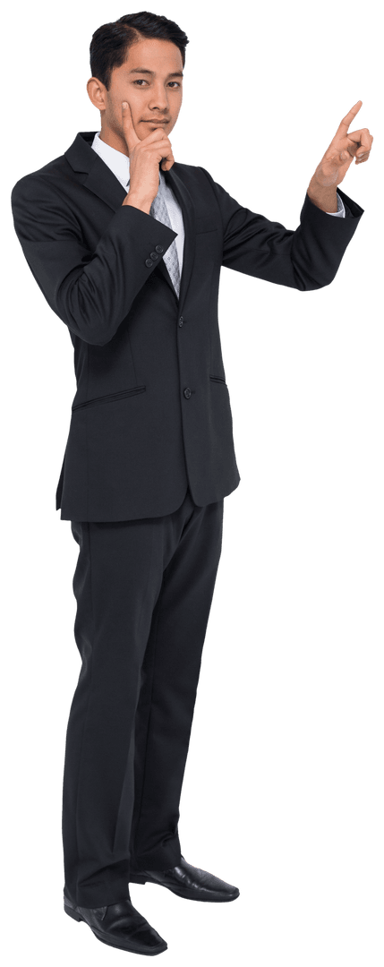 Reflective Businessman Strategizing Transparent