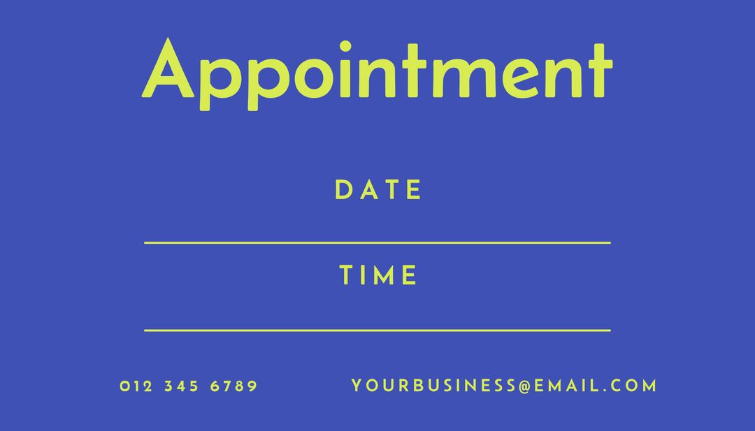 Bold Blue Appointment Reminder Template with Space for Date and Time - Download Free Stock Templates Pikwizard.com