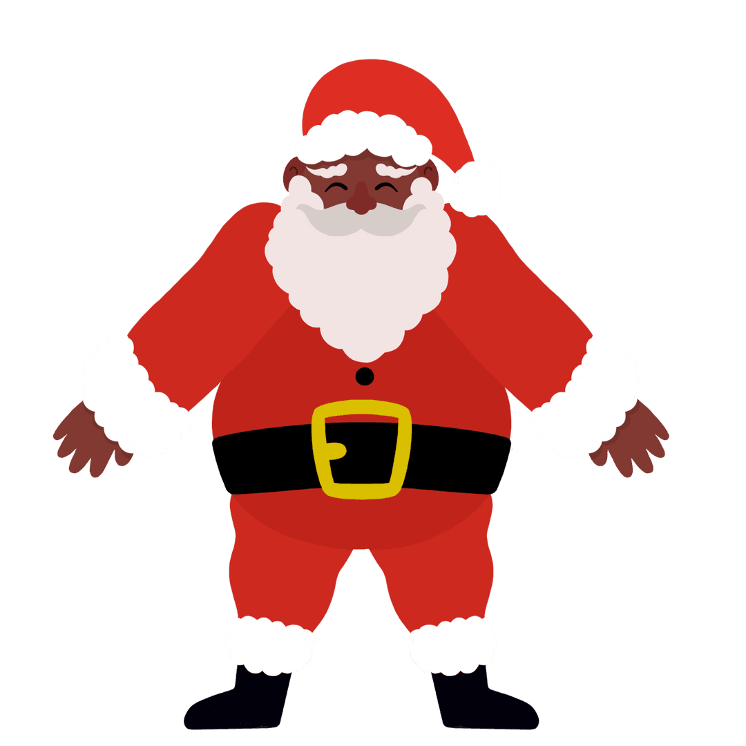 Cheerful Cartoon Santa Claus on Transparent Background for Festive Uses
