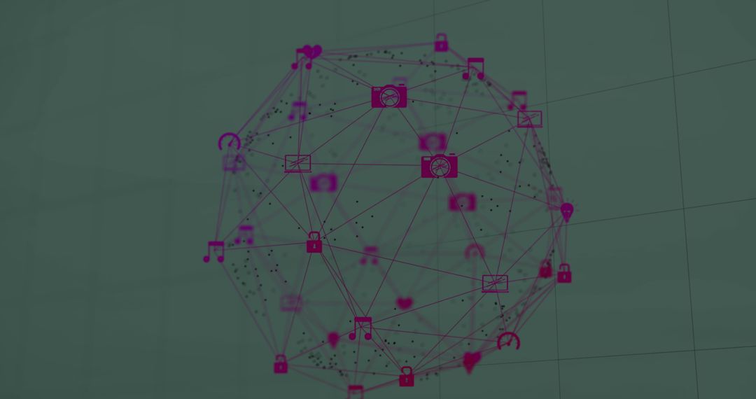 Digital Globe with Network Icons on Gray Background