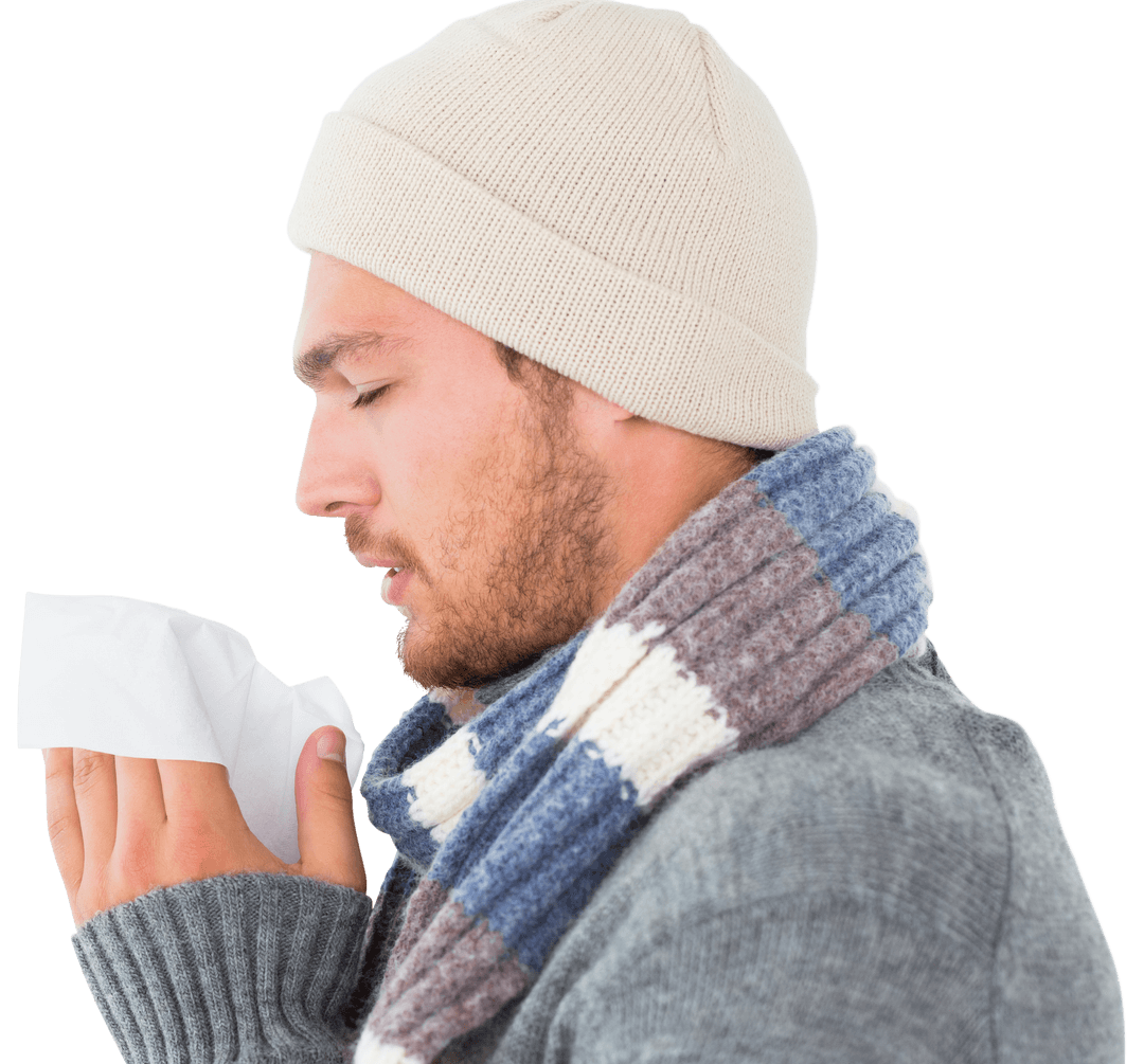 Transparent Warm Winter Fashion Man Blowing Nose