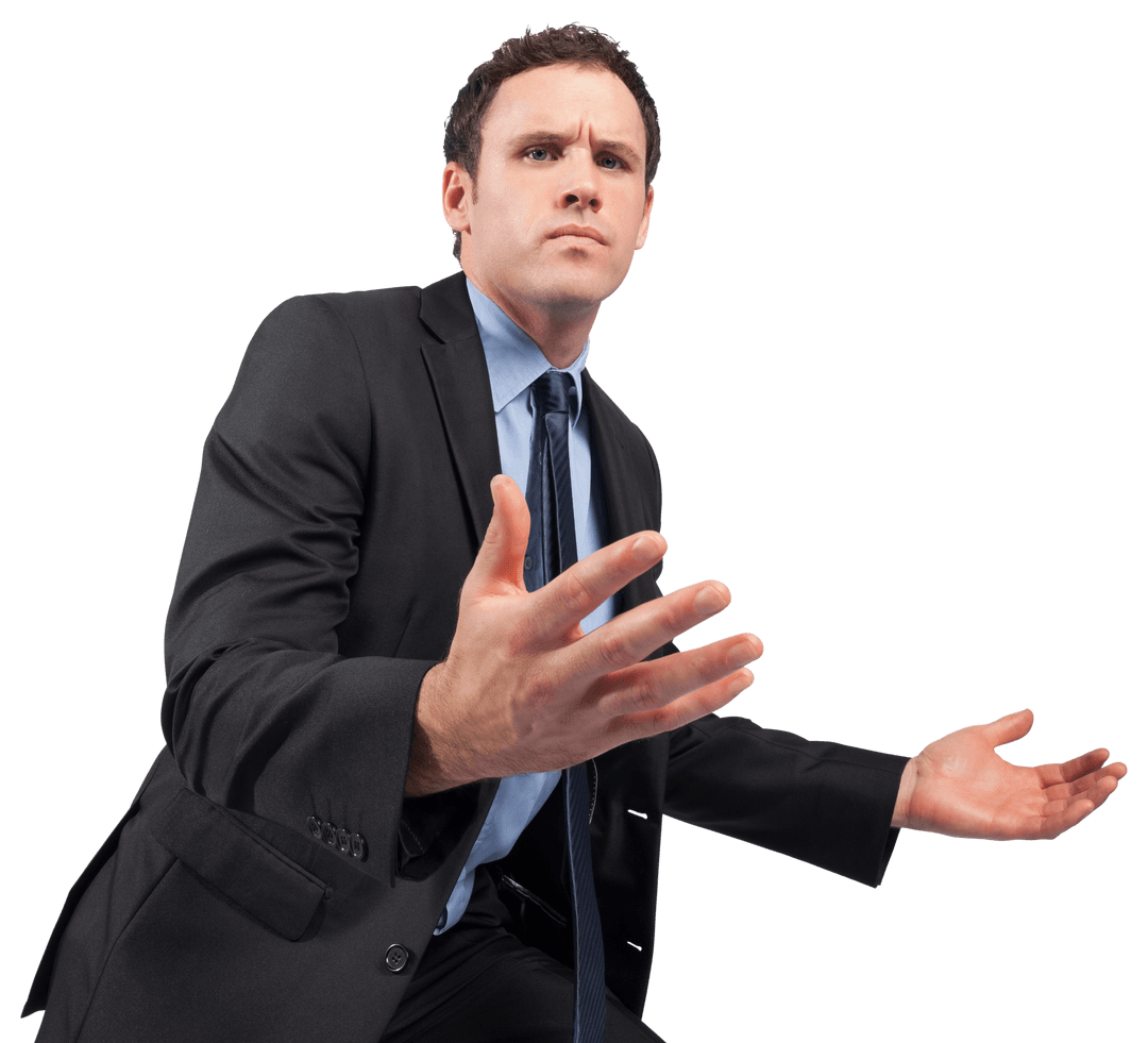 Businessman Expressing Frustration Gesture Transparent Background